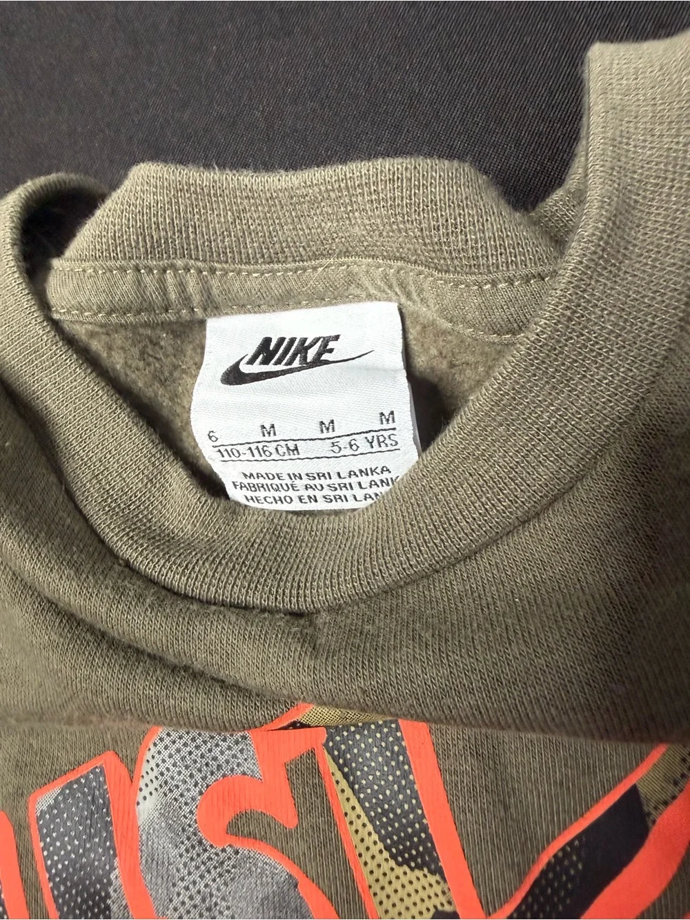 Nike Kids Olive Sweatshirt & Joggers Set with Orange Accents size 6M